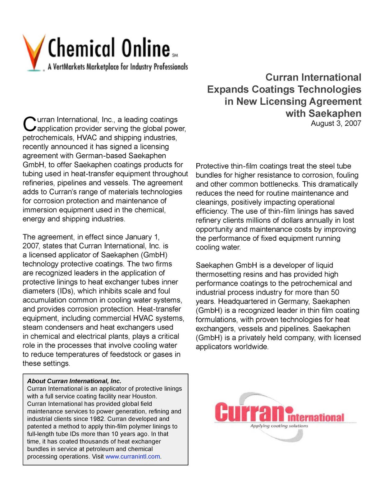 Curran Chemical Online